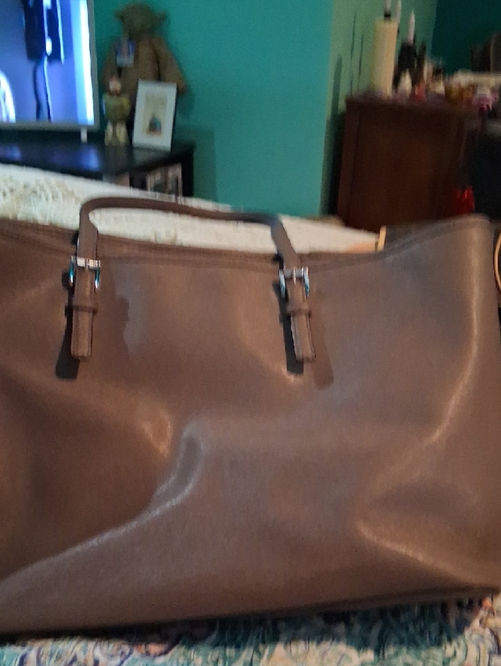 Michael Kors Taupe Saffiano Leather Tote - Picture 8 of 9